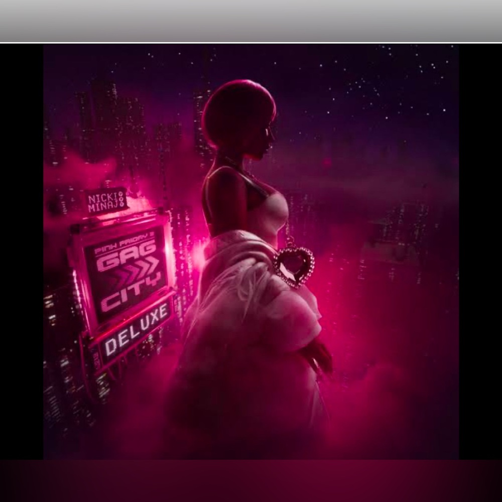 Nicki Minaj, pink Friday backdrop, 3 x 5. Pink and black